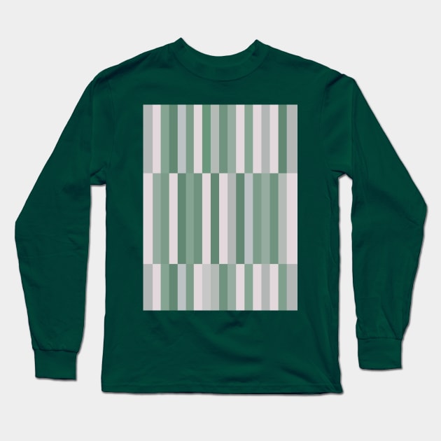 Sage Green Geometric Stripes Long Sleeve T-Shirt by OneThreeSix